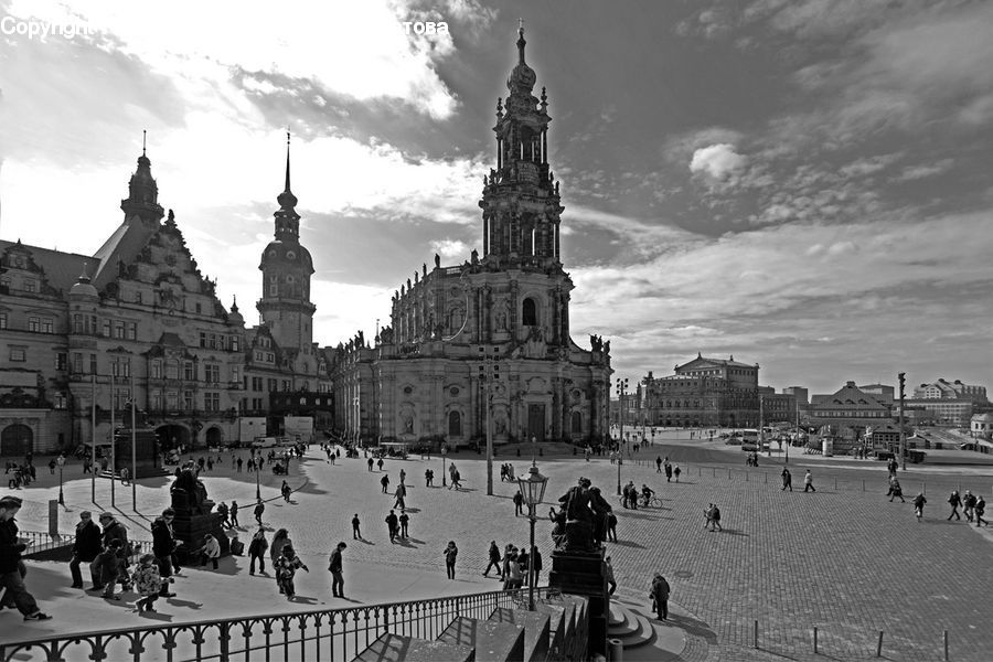 Architecture, Downtown, Plaza, Town Square, Pedestrian, Person, Cathedral