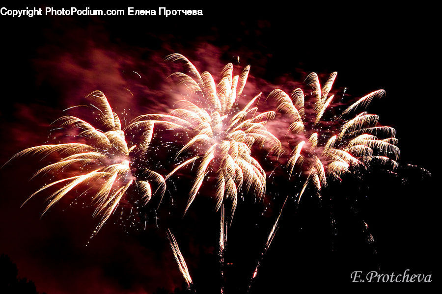 Fireworks, Night, Food
