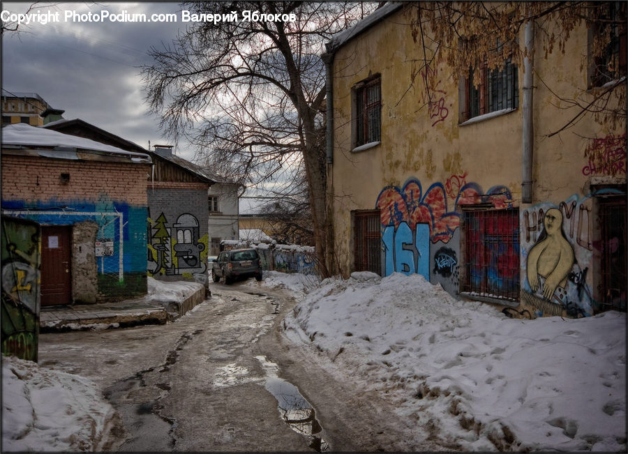 Cobblestone, Pavement, Walkway, Building, Downtown, Town, Cabin