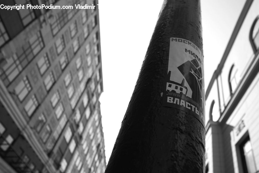 Label, Sticker, City, Downtown, Urban, Architecture, High Rise
