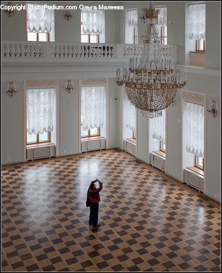 Chandelier, Lamp, Ballroom, Indoors, Room, Floor, Flooring