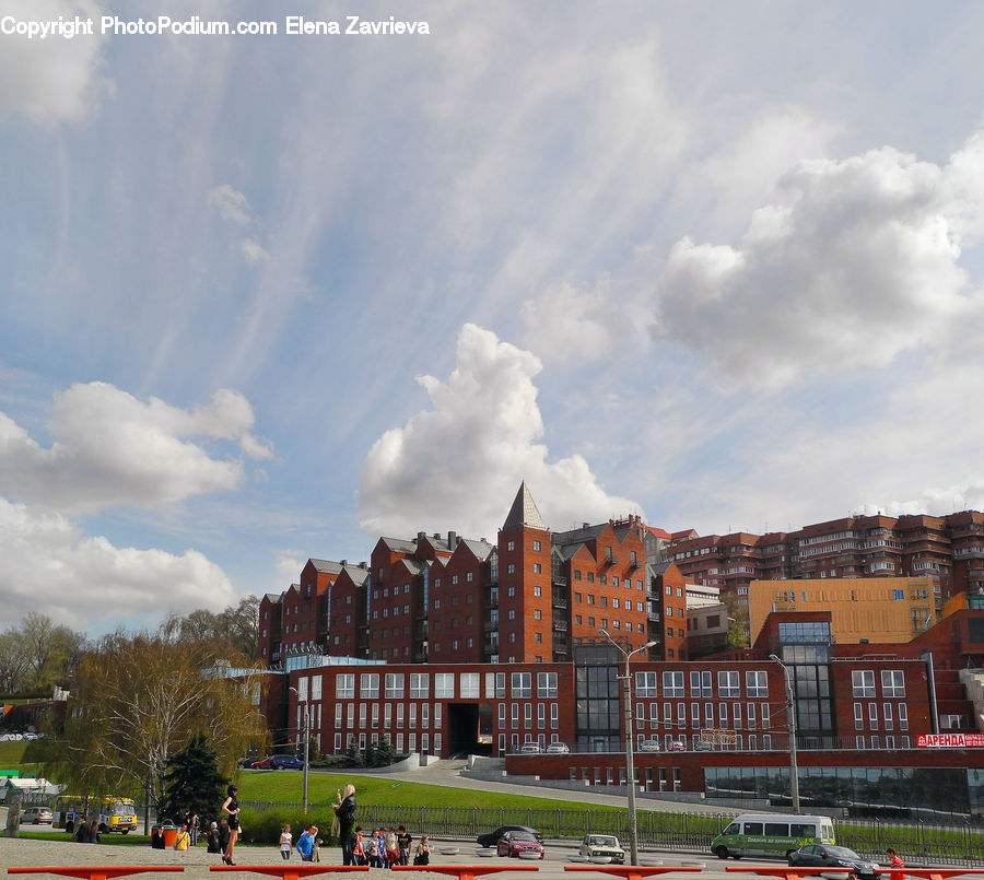 Downtown, Neighborhood, Town, Architecture, Plaza, Town Square, Apartment Building