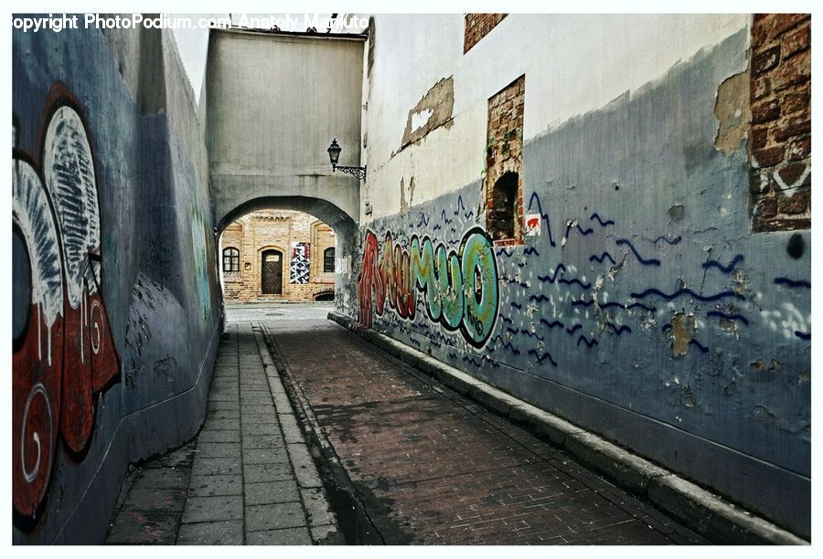 Alley, Alleyway, Road, Street, Town, Art, Graffiti