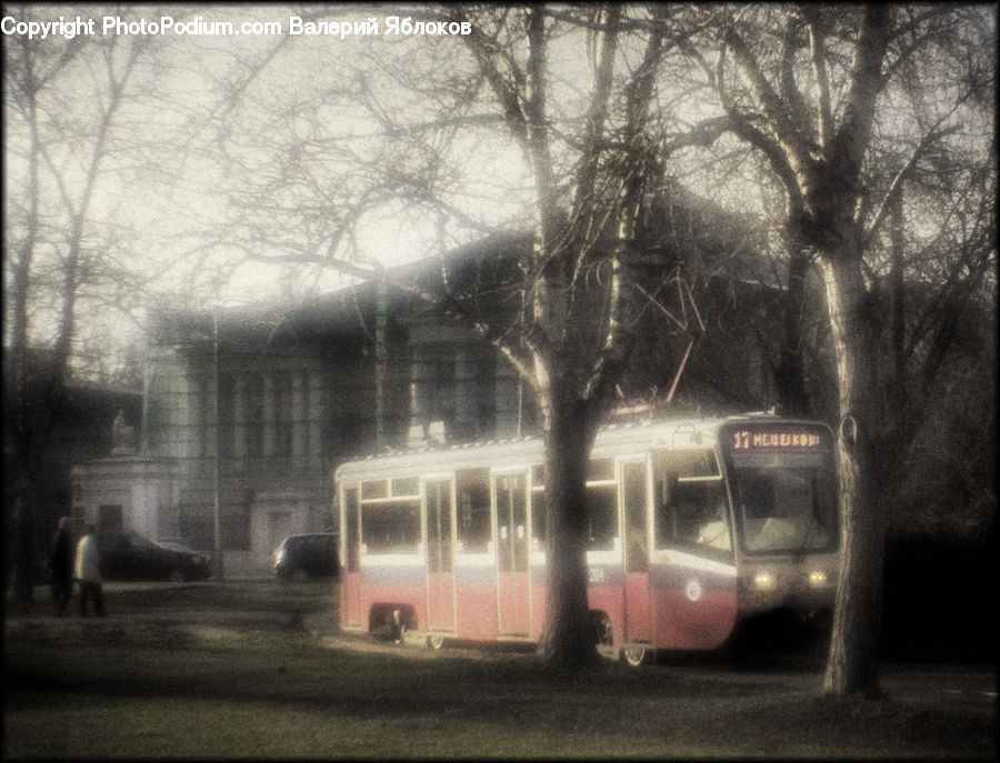 Bus, Double Decker Bus, Vehicle, Fence, Wall, Train, Car