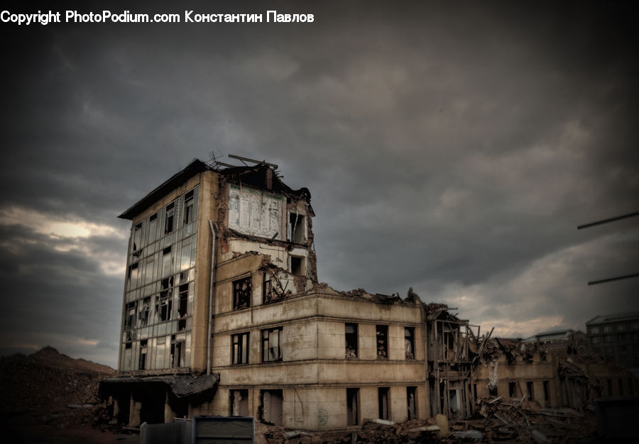 Rubble, Plant, Potted Plant, Ruins, Building, Architecture, Mansion