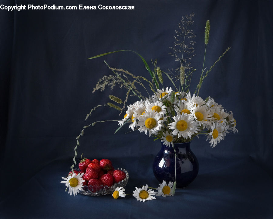 Fruit, Strawberry, Flower Arrangement, Ikebana, Plant, Potted Plant, Vase