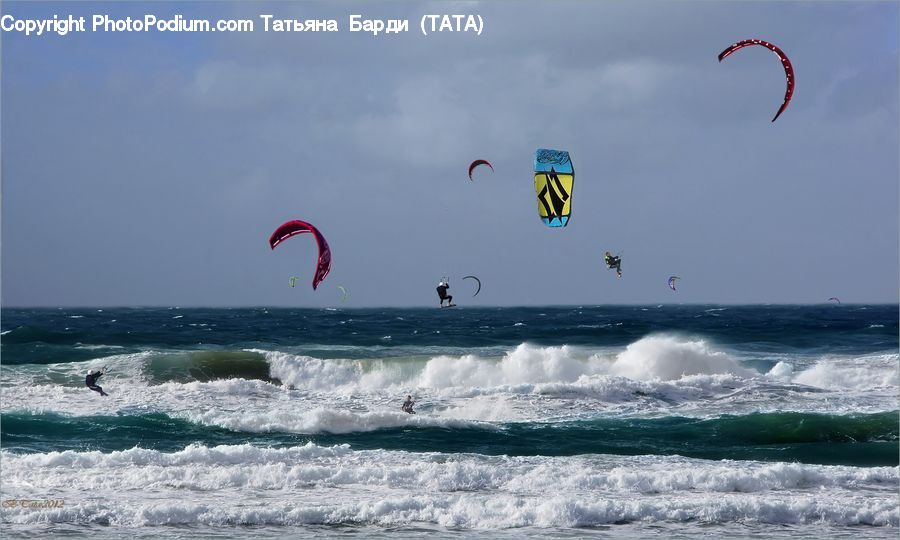Kite, Outdoors, Sea, Sea Waves, Water, Sport, Surfing