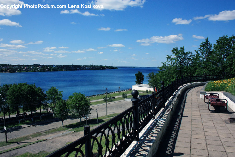 Bench, Boardwalk, Deck, Path, Sidewalk, Walkway, Railing