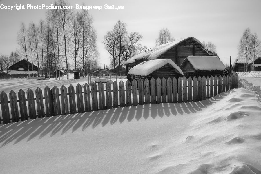 Ice, Outdoors, Snow, Fence, Sand, Soil, Cabin