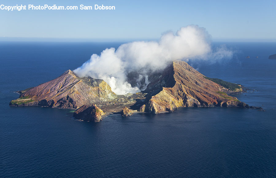 Eruption, Volcano, Coast, Outdoors, Sea, Water, Cliff
