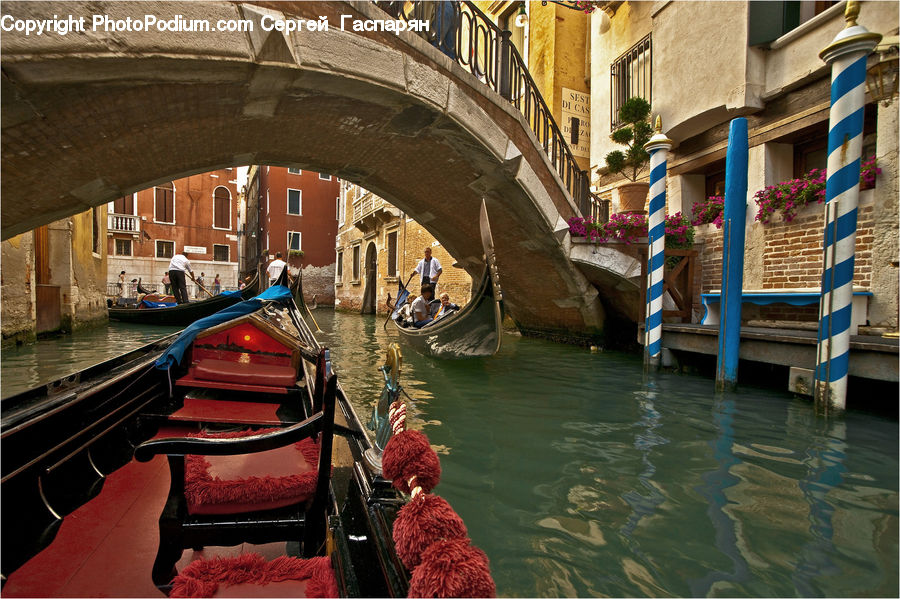 Boat, Gondola, Watercraft, Column, Pillar, Brick, Dock