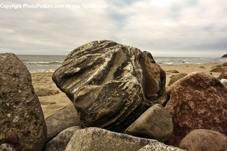 Rock, Coast, Outdoors, Sea, Water, Sand, Soil