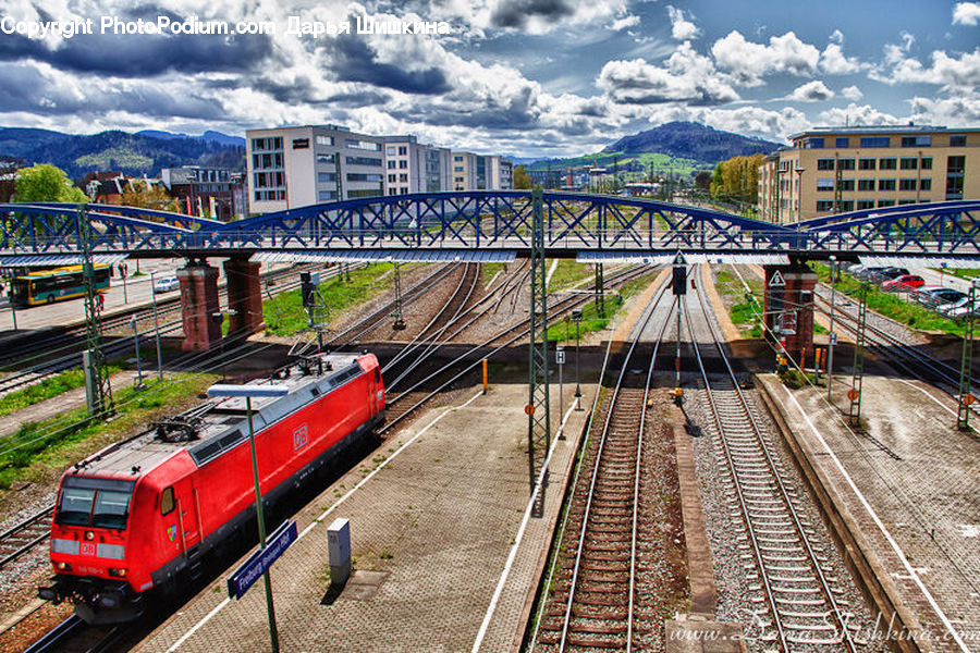 Train, Vehicle, Engine, Machine, Motor, Freeway, Overpass