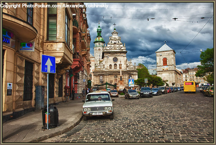 Automobile, Car, Vehicle, Cobblestone, Pavement, Walkway, Road