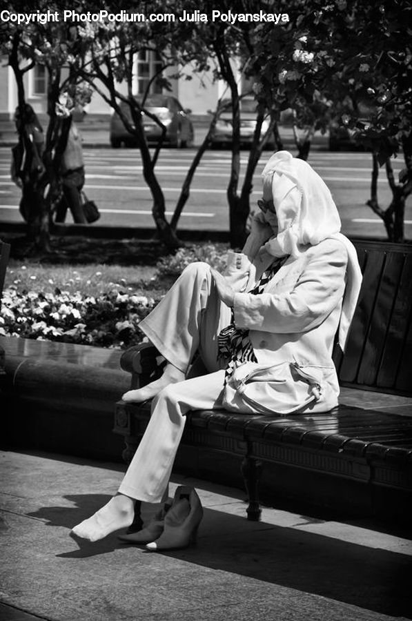 People, Person, Human, Bench, Motor, Motorcycle, Vehicle