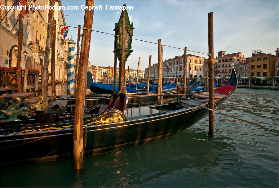 Boat, Gondola, Watercraft, Dock, Landing, Pier, Architecture