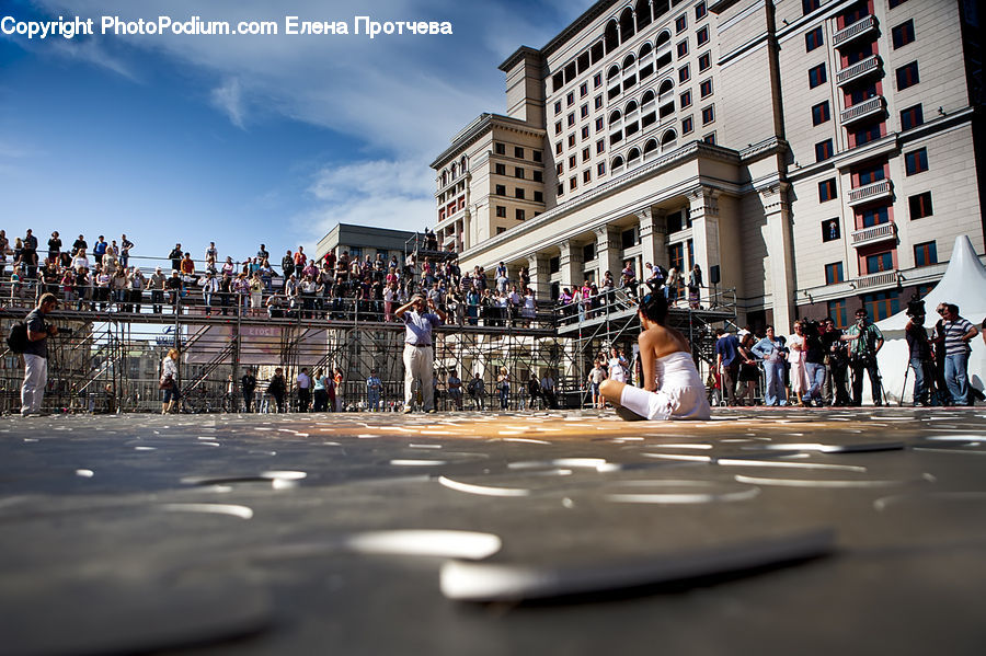 Architecture, Downtown, Plaza, Town Square, City, Crowd, Metropolis