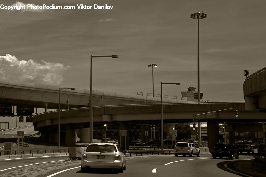 Automobile, Car, Vehicle, Freeway, Road, Intersection, Highway