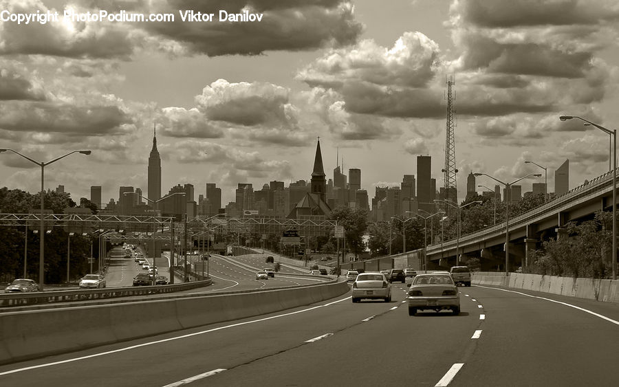City, Downtown, Urban, Road, Freeway, Highway, Intersection