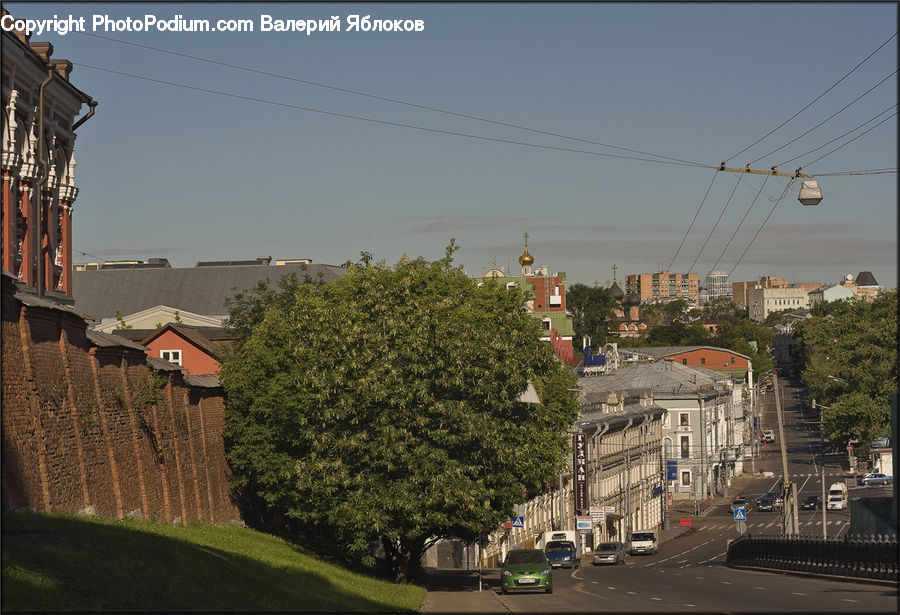 Cable Car, Trolley, Vehicle, Building, Downtown, Town, Column