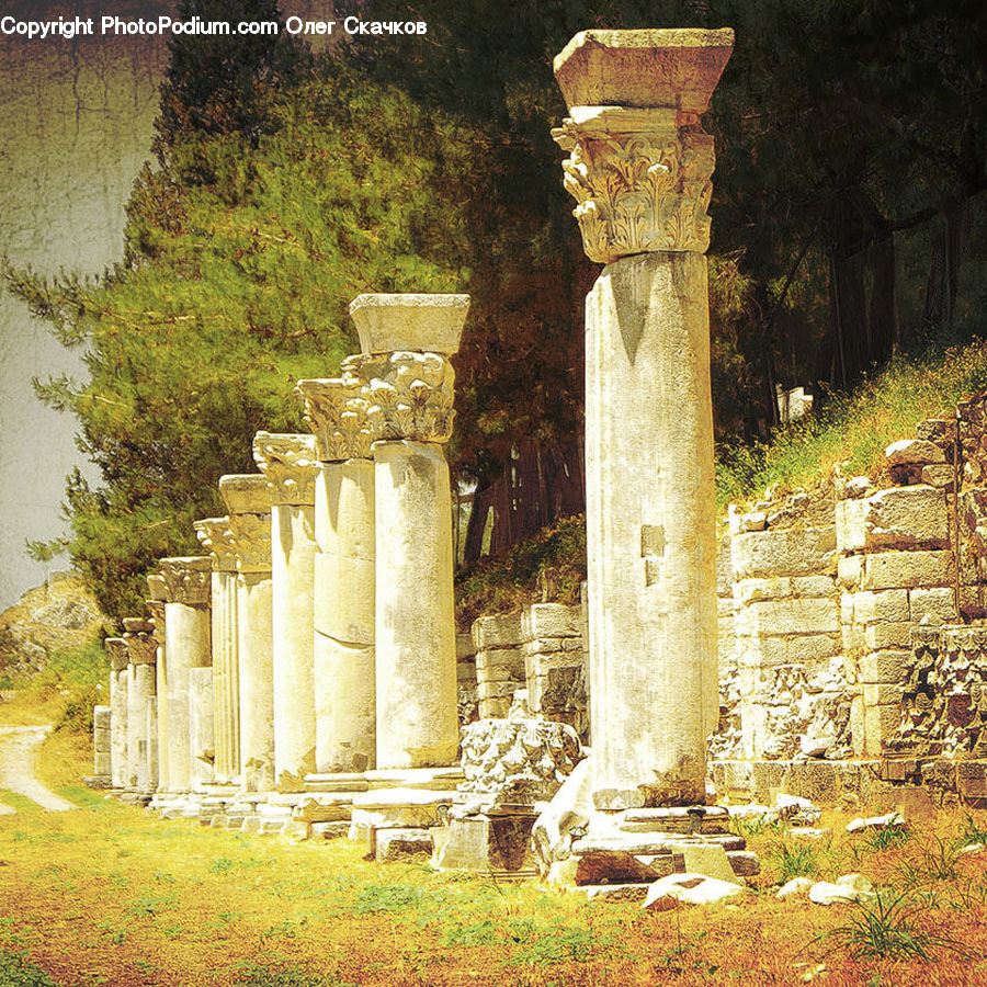Ruins, Column, Pillar