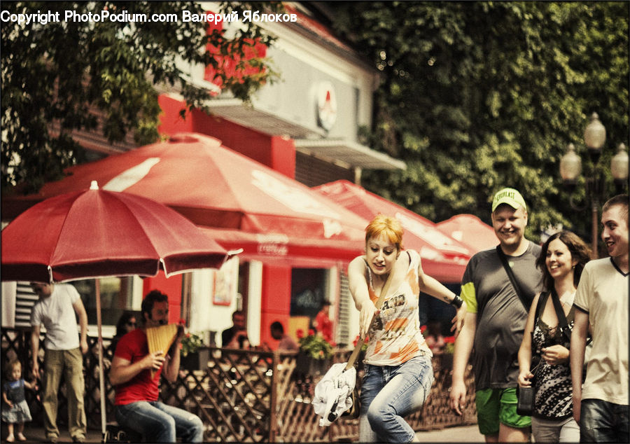 Plant, Potted Plant, People, Person, Human, Umbrella, Crowd