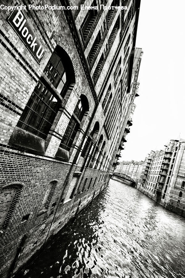 Canal, Outdoors, River, Water, Brick, City, Downtown