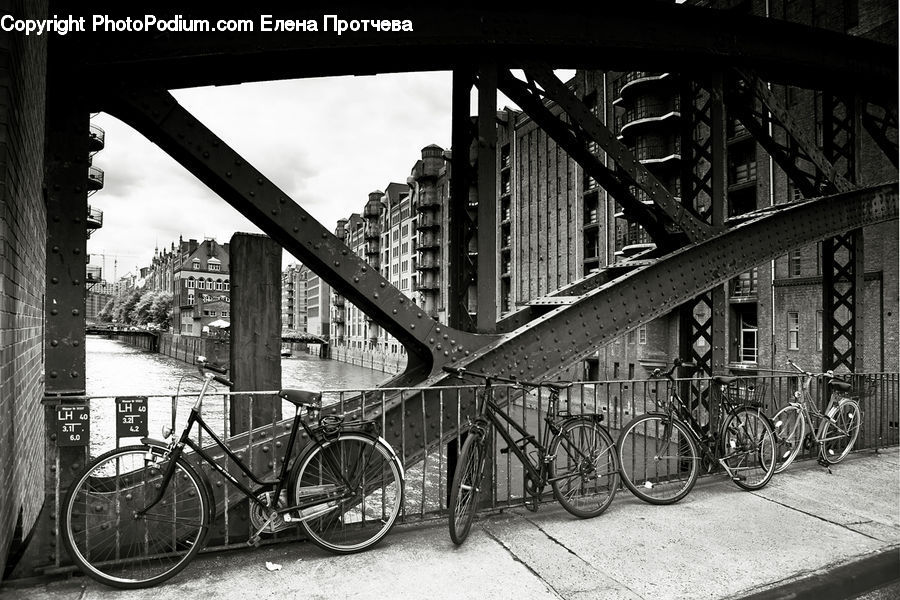 Bicycle, Bike, Vehicle, Railing, City, Downtown, Urban