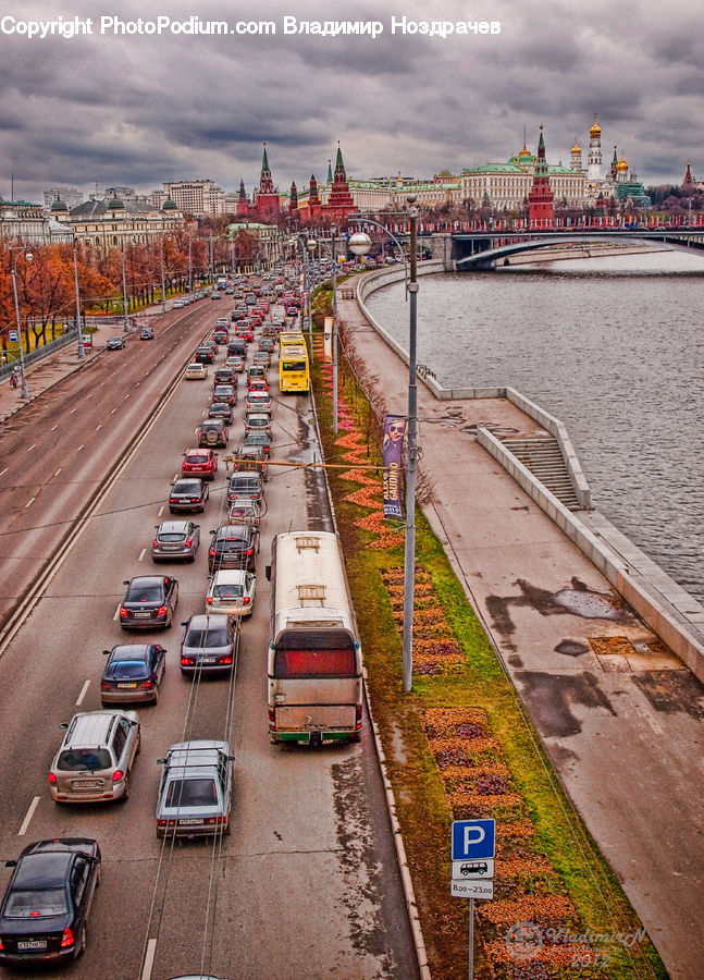 Freeway, Road, Canal, Outdoors, River, Water, City