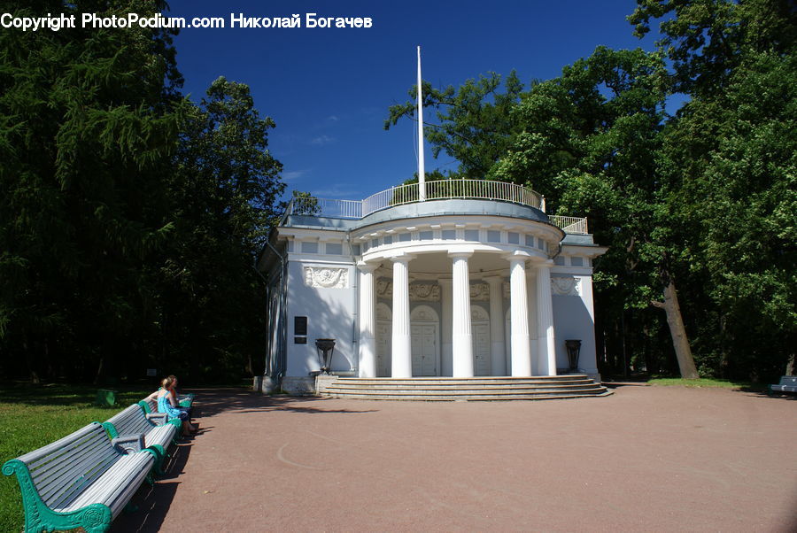 Bench, Gazebo, Architecture, Spire, Steeple, Tower, Building