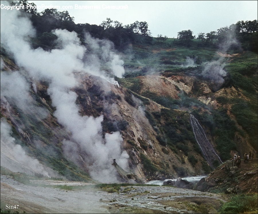 Landslide, Outdoors, River, Water, Waterfall, Plant, Vegetation