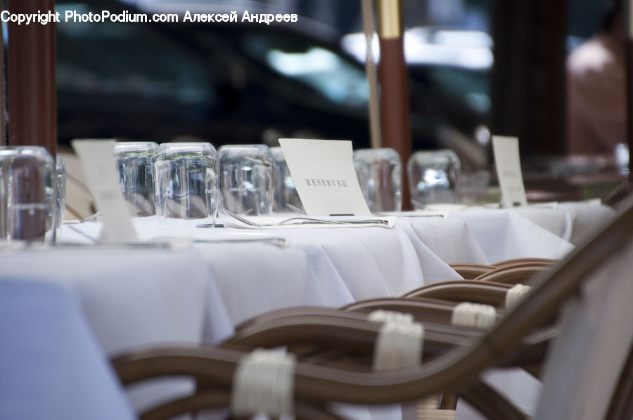 Cup, Dining Table, Furniture, Table, Glass, Paper, Cafe