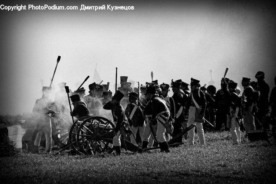 People, Person, Human, Smoke, Crowd, Cannon, Weaponry