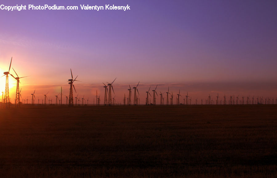 Engine, Machine, Motor, Turbine, Wind Turbine, Dawn, Dusk