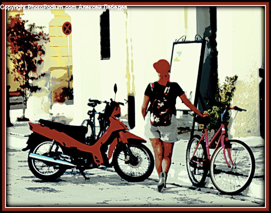 People, Person, Human, Bicycle, Bike, Vehicle, Moped
