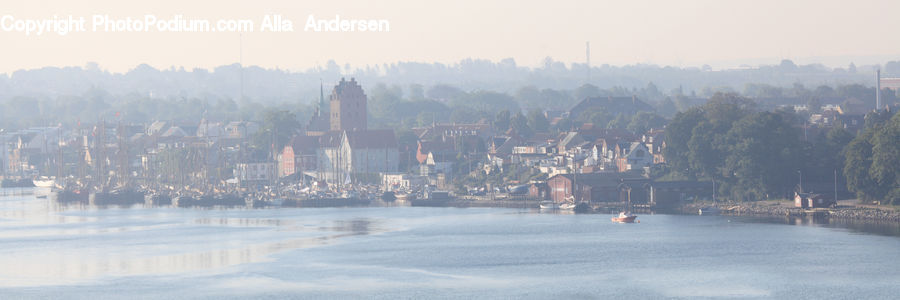 Boat, Watercraft, City, Downtown, Aerial View, Landscape, Nature