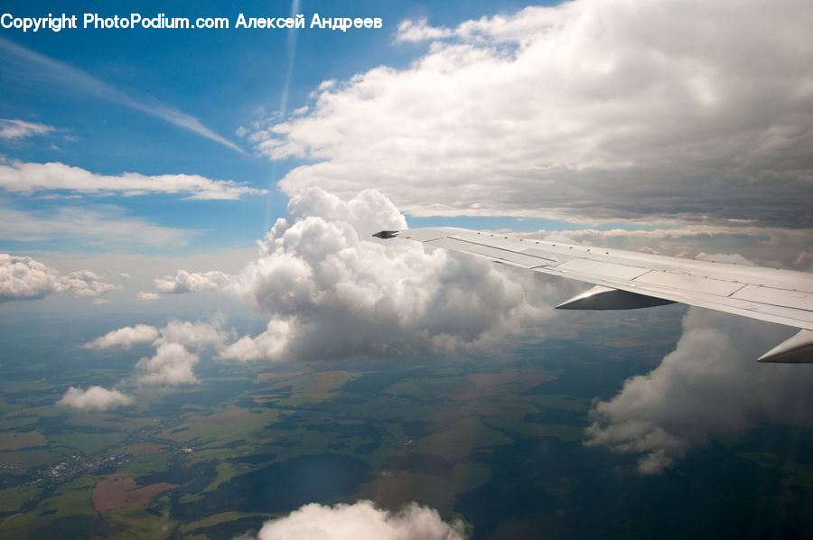 Aircraft, Airplane, Azure Sky, Cloud, Outdoors, Sky, Cumulus