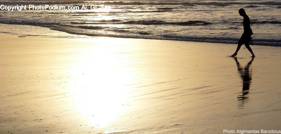 Water, Silhouette, Beach, Coast, Outdoors, Sea