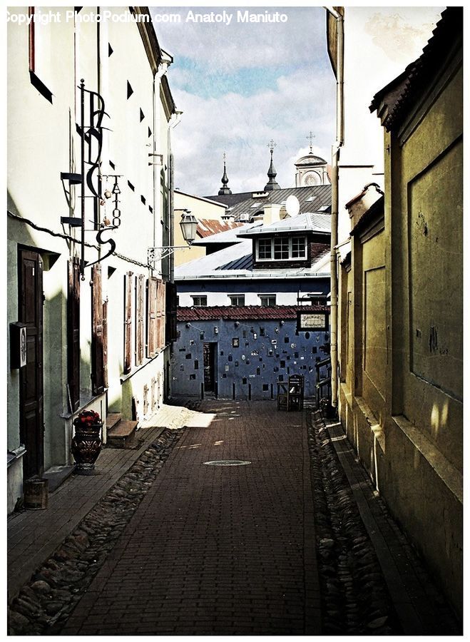 Alley, Alleyway, Road, Street, Town, Roof, Architecture