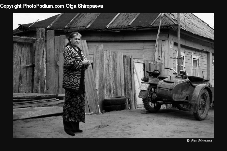 People, Person, Human, Tractor, Vehicle, Cabin, Hut