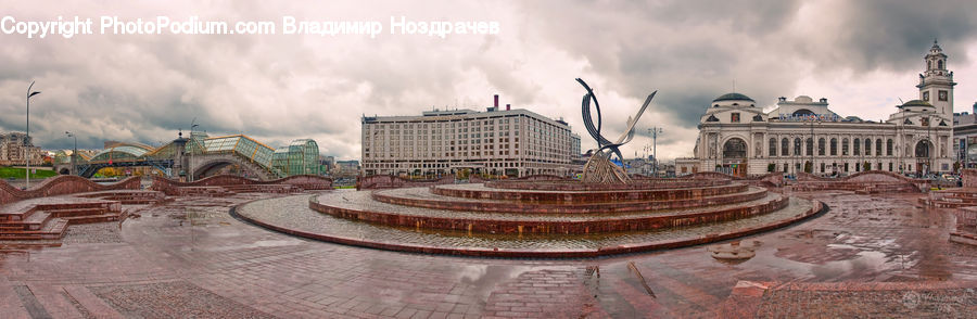 Architecture, Downtown, Plaza, Town Square, Bridge, Construction, Building