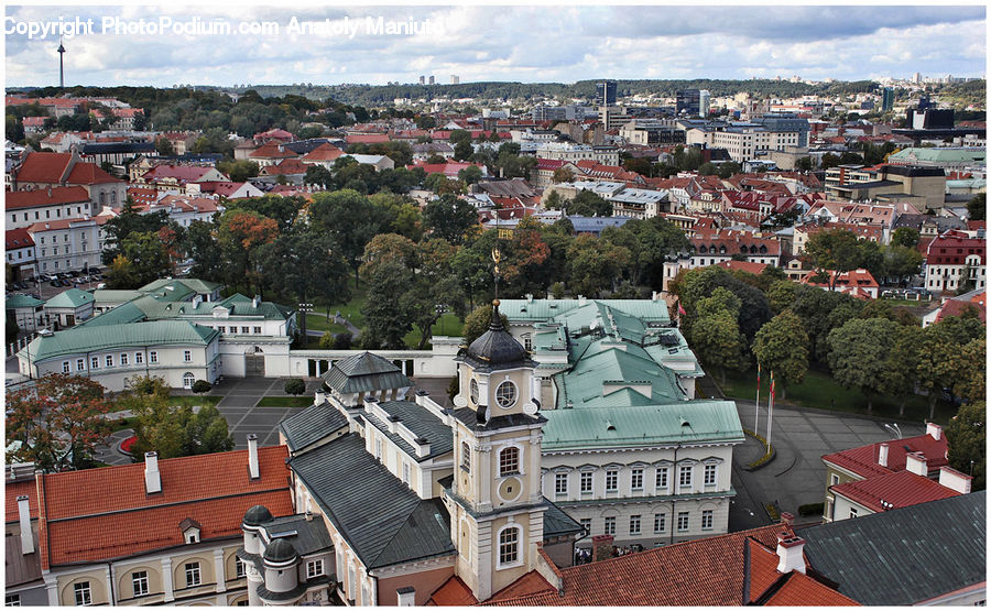 Aerial View, Roof, Building, Downtown, Town, City, Metropolis