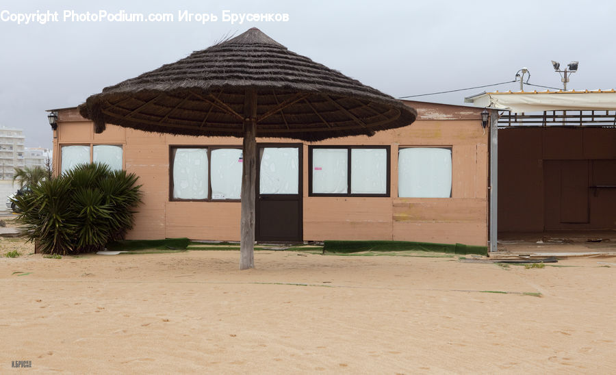 Plant, Potted Plant, Gazebo, Antenna, Roof, Tile Roof, Bush