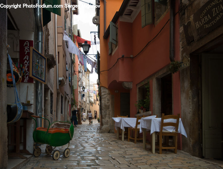 Chair, Furniture, Dining Table, Table, Alley, Alleyway, Road