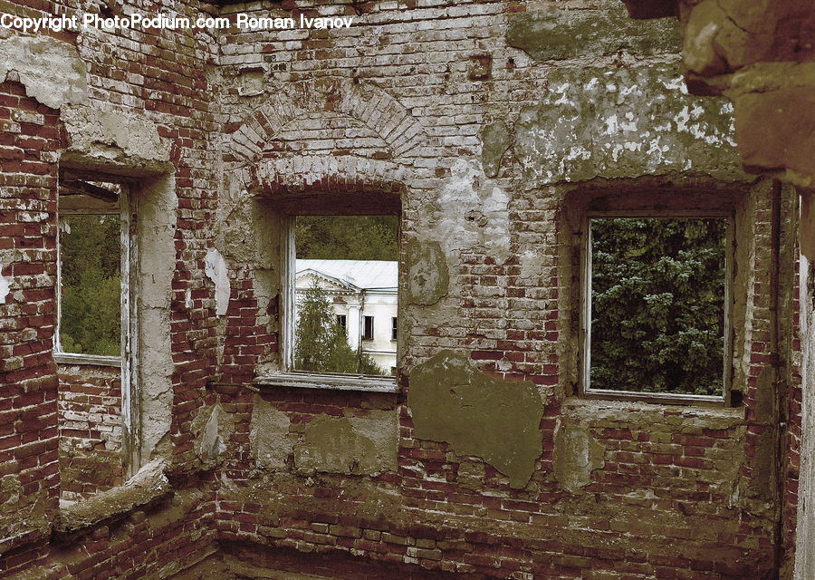 Brick, Ruins, Building, Cottage, Housing, Fence, Wall