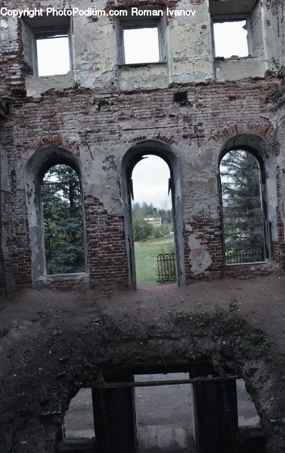 Window, Plant, Potted Plant, Arch, Ruins, Rubble, Brick