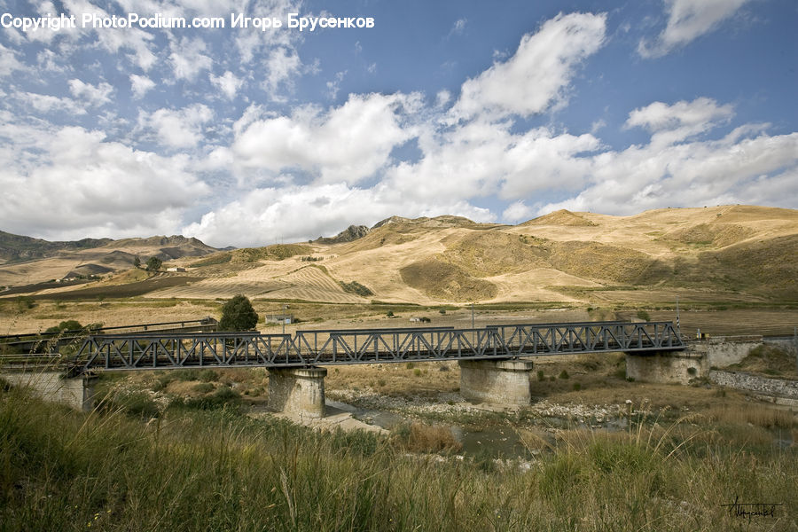 Field, Grass, Grassland, Land, Outdoors, Bridge, Freeway