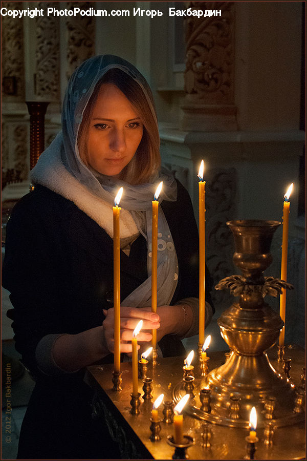 Human, People, Person, Candle, Column, Pillar, Plant