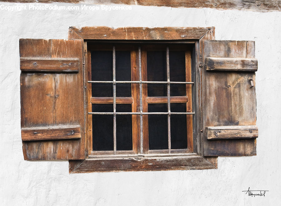 Window, Shutter, Window Shade, Wood, Brick, Rust, Furniture