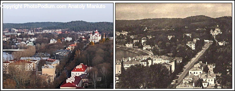 Collage, Poster, Building, Downtown, Town, Architecture, Housing